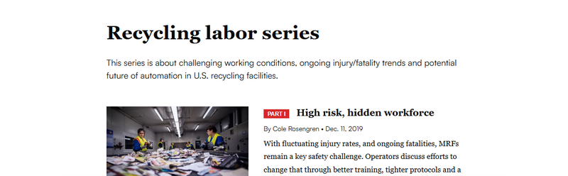 Waste Dive recycling labor series landing page